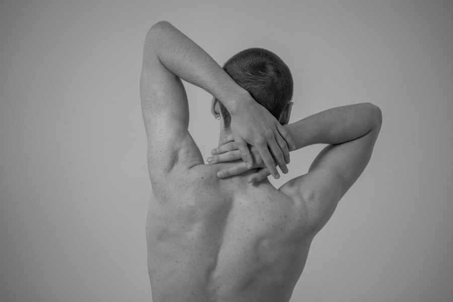 Hands resting on the body during a moment of body awareness